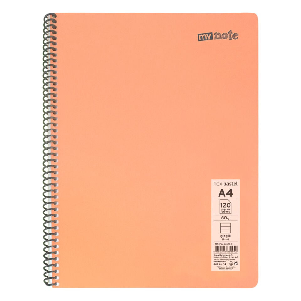 MyNote Flex Pastel Çizgili Defter A4 120 Yaprak