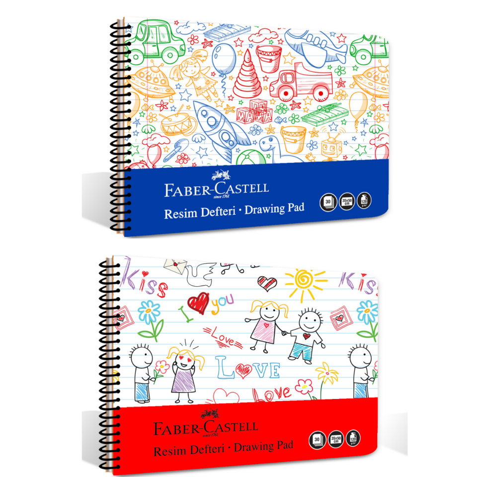 Faber-Castell 35x50 cm Spiralli PP Kapak Resim Defteri 30 Yaprak - 000482