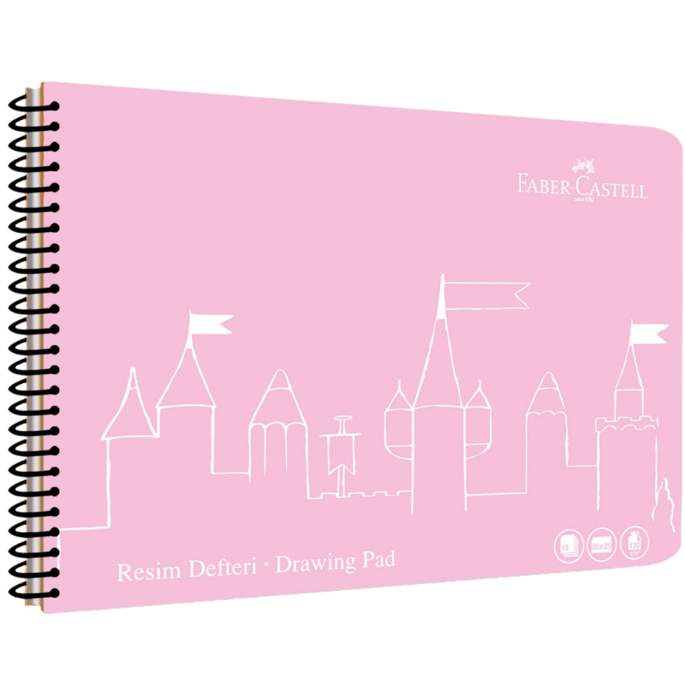Faber-Castell 25x35 cm Spiralli PP Kapak Resim Defteri 30 Yaprak - 400036 Mor
