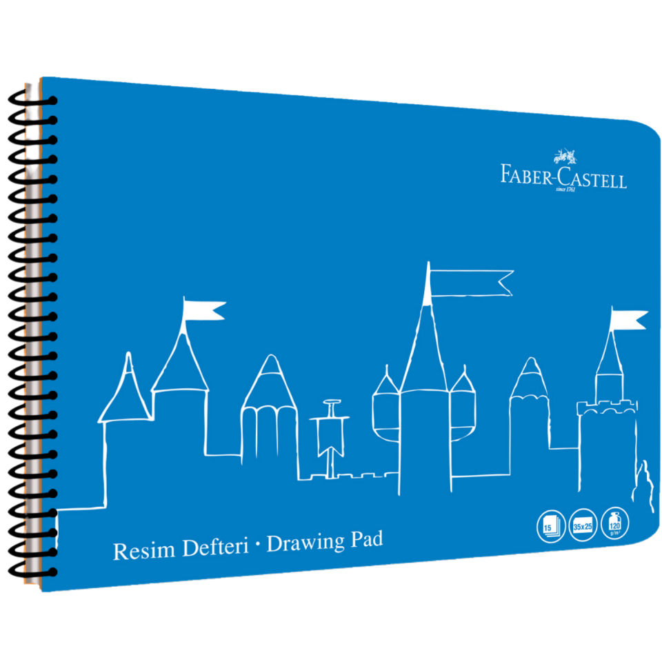 Faber-Castell 25x35 cm Spiralli PP Kapak Resim Defteri 30 Yaprak - 400036 Pembe