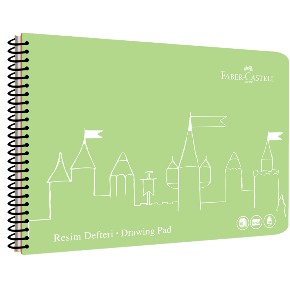 Faber-Castell 25x35 cm Spiralli PP Kapak Resim Defteri 30 Yaprak - 400036 Pembe