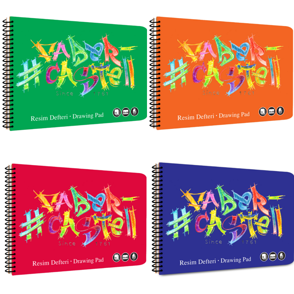 Faber-Castell 35x50 cm 15 Yaprak Logo Spiralli PP Kapak Resim Defteri - 0478