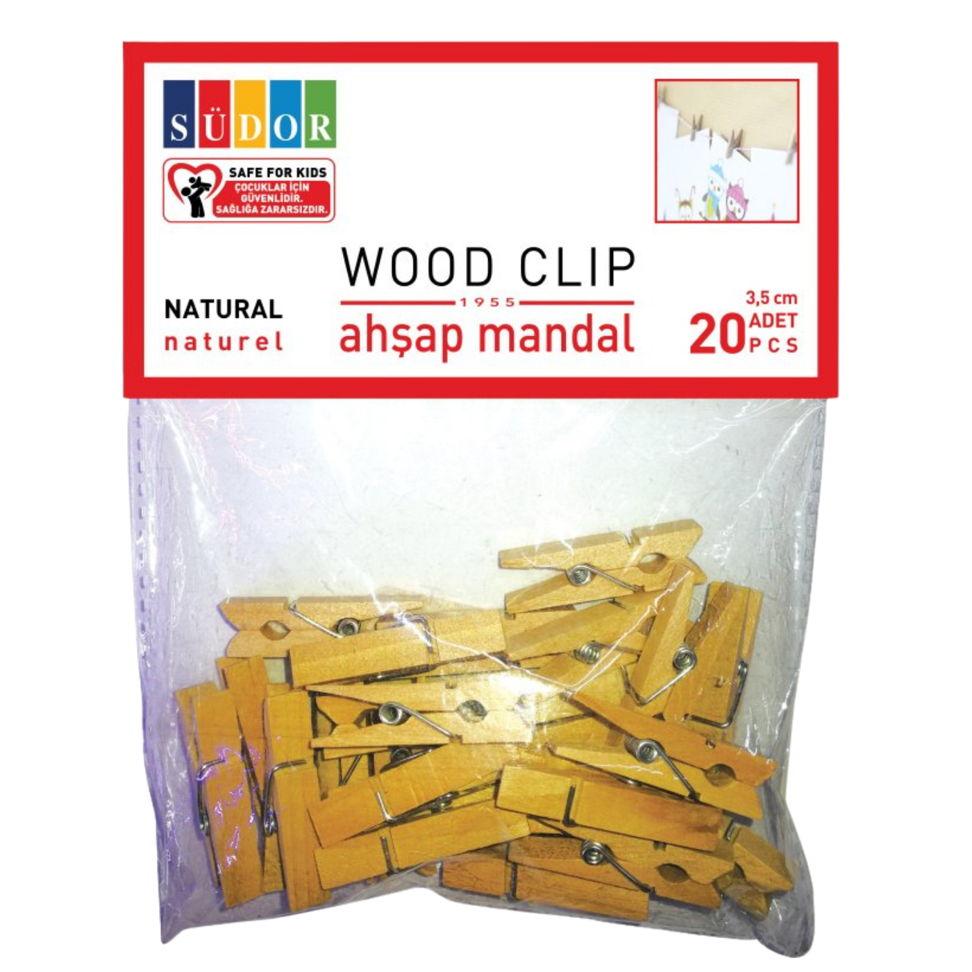 Südor Ahşap Mandal Büyük 3,5 cm 20'li