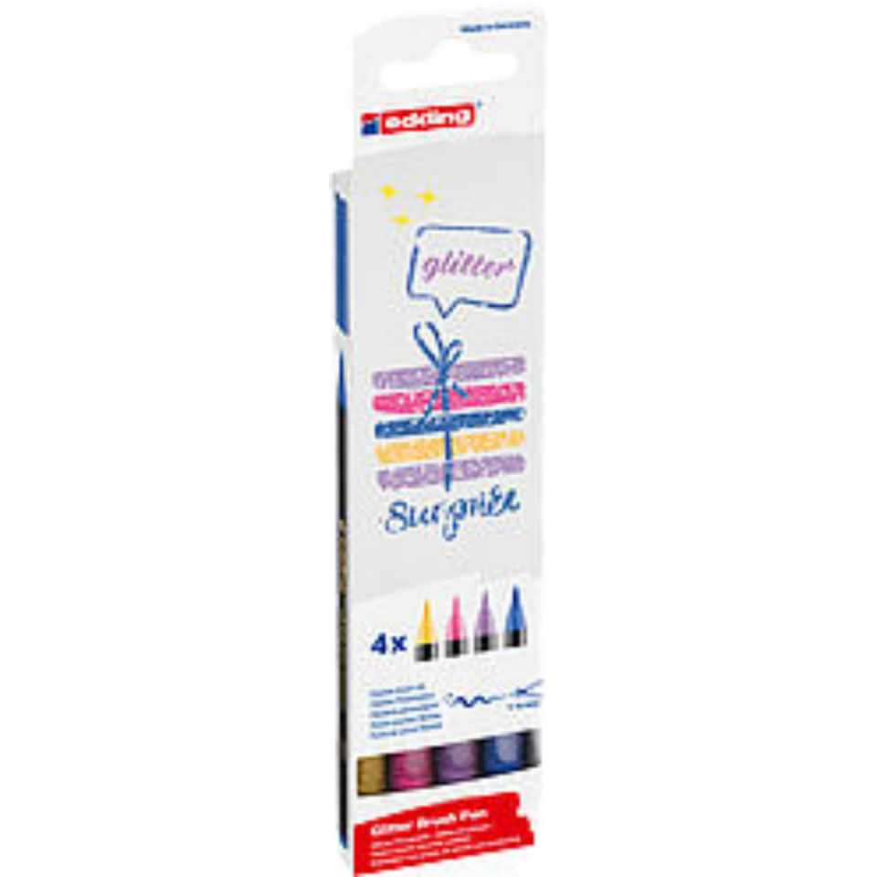 Edding E-1340 Fırça Uçlu Simli Kalem 4'lü Set