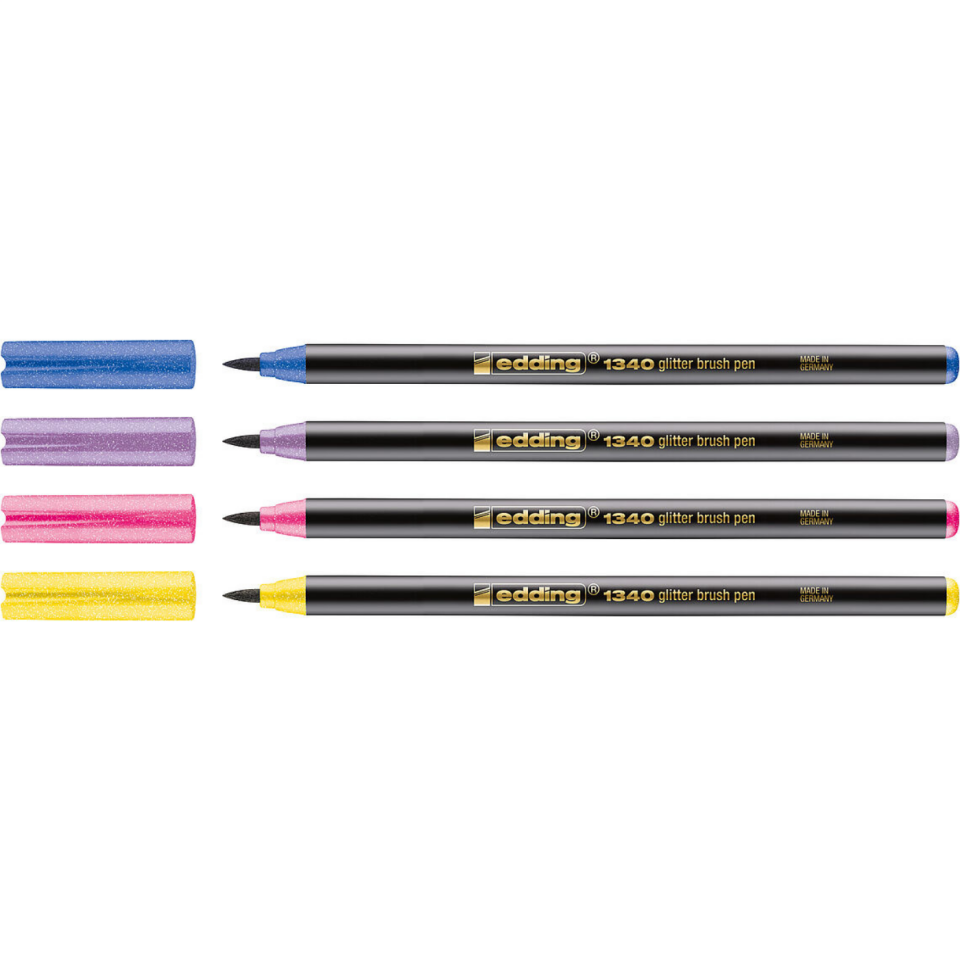 Edding E-1340 Fırça Uçlu Simli Kalem 4'lü Set