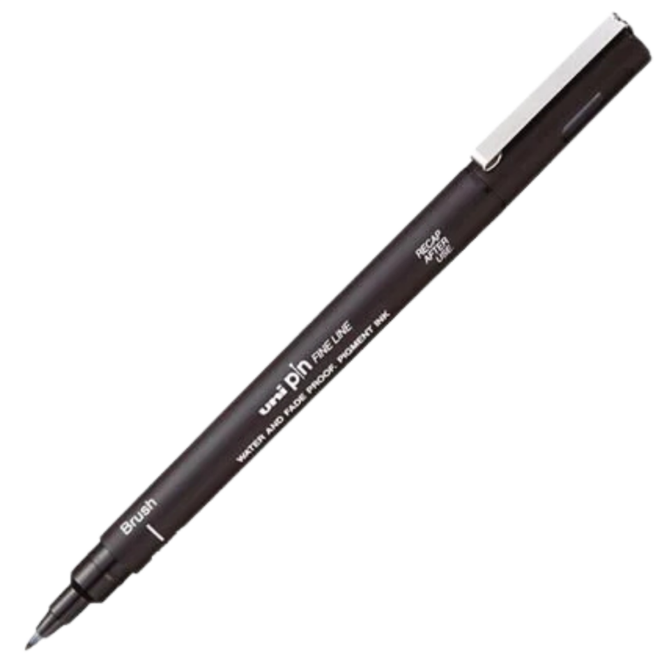 Uni Pin Brush Pen Fırça Uçlu Çizim Kalemi Black