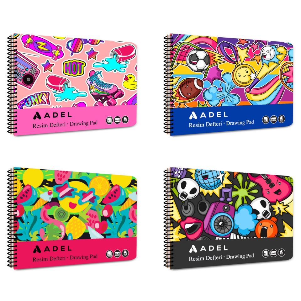 Adel Fun Karton Kapak Resim Defteri 35x50 cm 15 Yaprak 000078