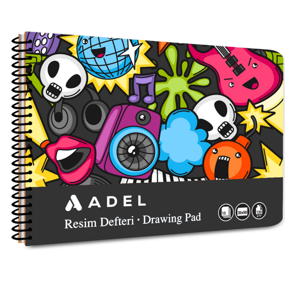 Adel Fun Karton Kapak Resim Defteri 35x50 cm 15 Yaprak 000078 Mavi