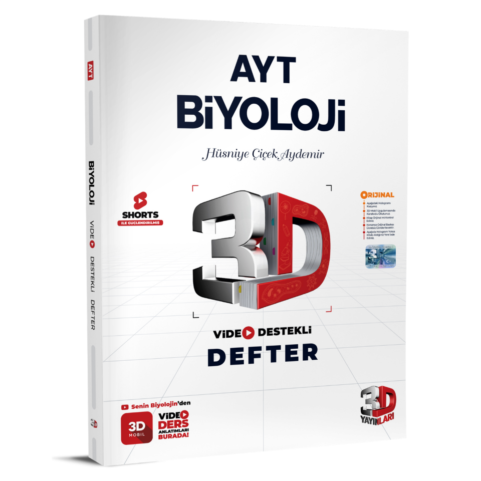 3D Yayınları 3D Yayınları AYT Biyoloji Video Destekli Defter