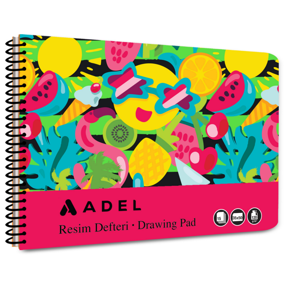 Adel Fun Karton Kapak Resim Defteri 35x50 cm 15 Yaprak 000078 Siyah