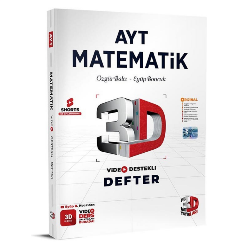 3D Yayınları AYT Matematik Video Destekli Defter