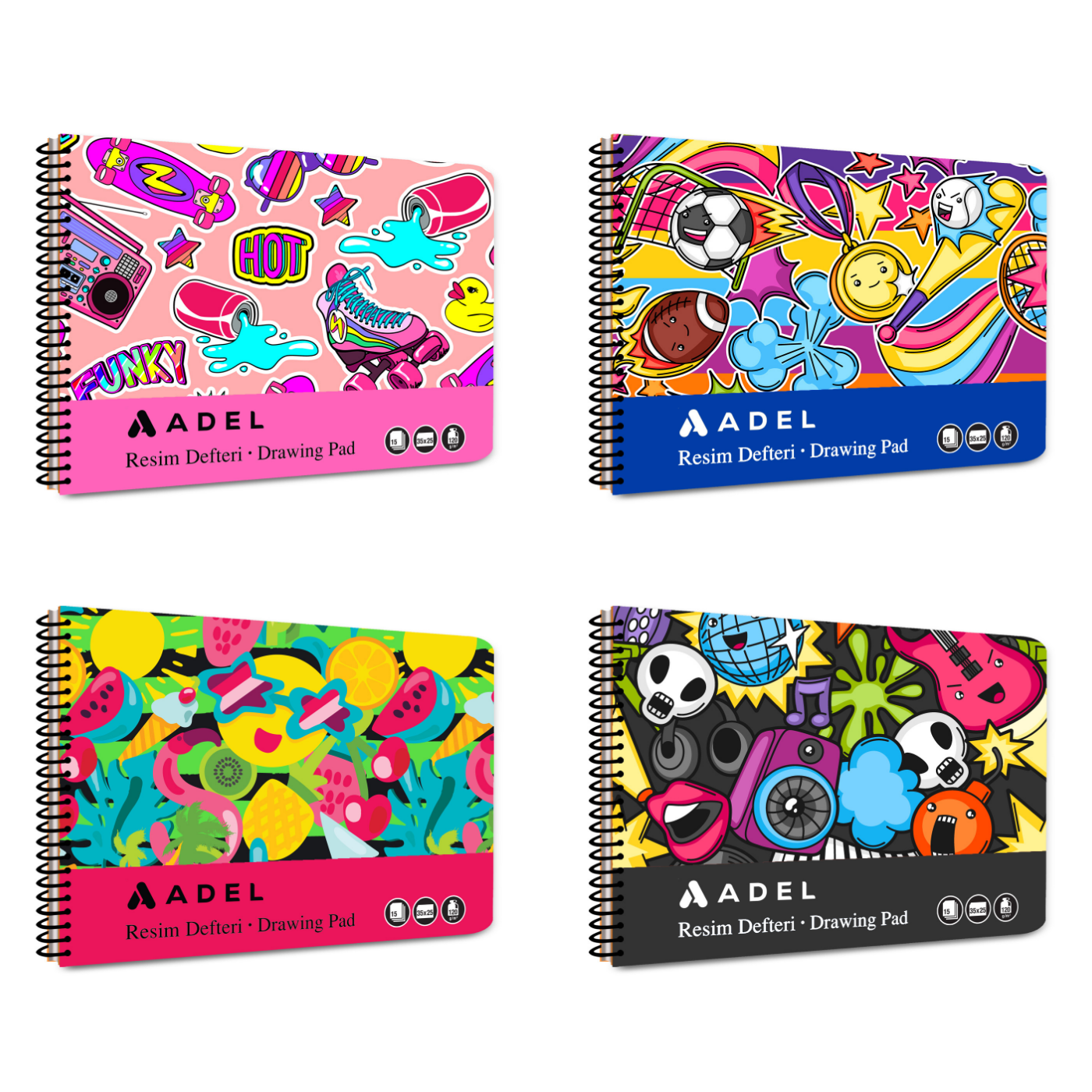 Adel Fun Karton Kapak Resim Defteri 25x35 cm 15 Yaprak 000077