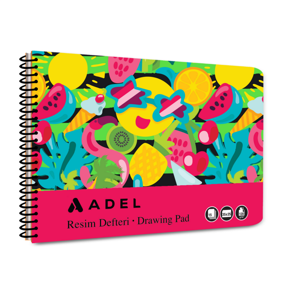 Adel Fun Karton Kapak Resim Defteri 25x35 cm 15 Yaprak 000077 Mavi