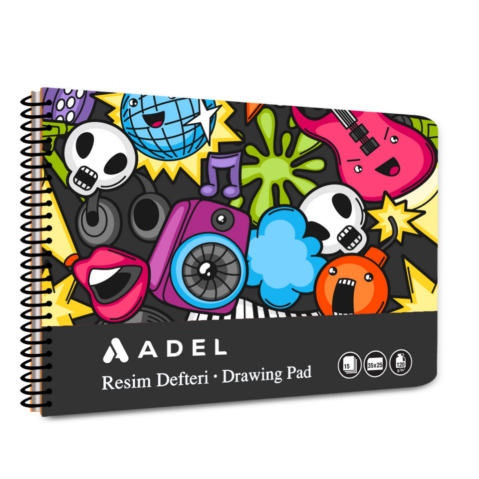 Adel Fun Karton Kapak Resim Defteri 25x35 cm 15 Yaprak 000077 Kırmızı