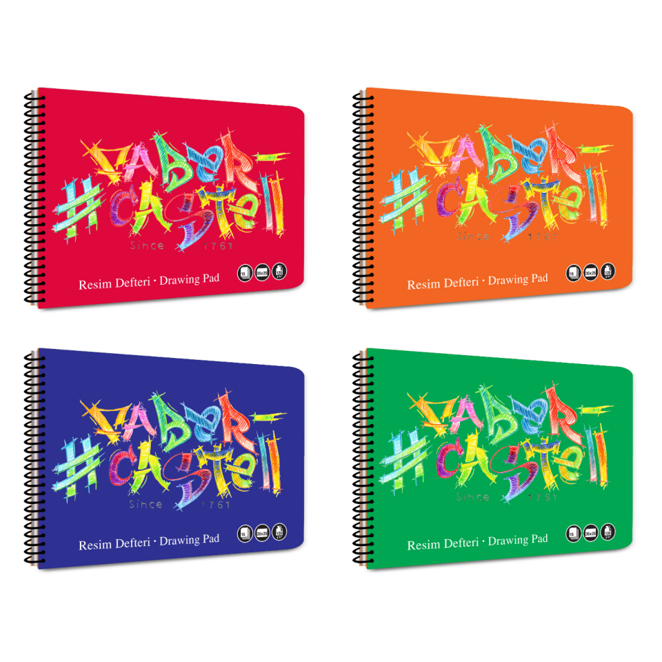 Faber-Castell 25x35 cm 15 Yaprak Logo Spiralli PP Kapak Resim Defteri - 0477
