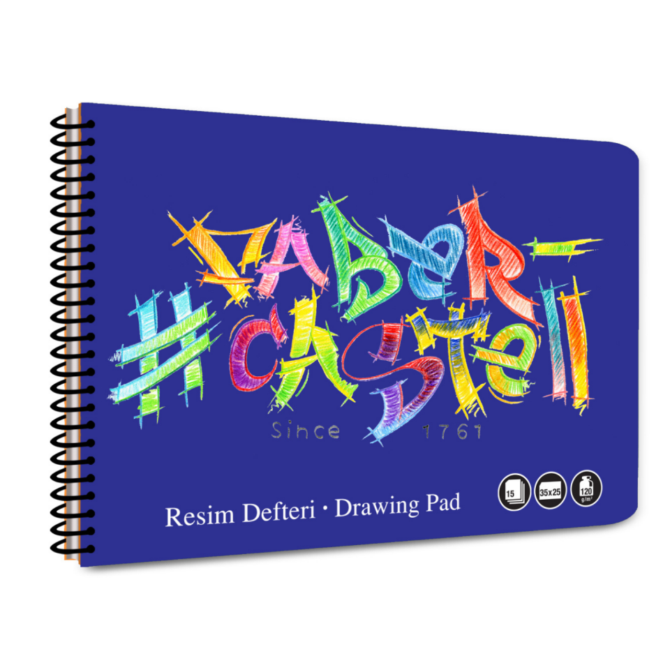 Faber-Castell 25x35 cm 15 Yaprak Logo Spiralli PP Kapak Resim Defteri - 0477 Kırmızı