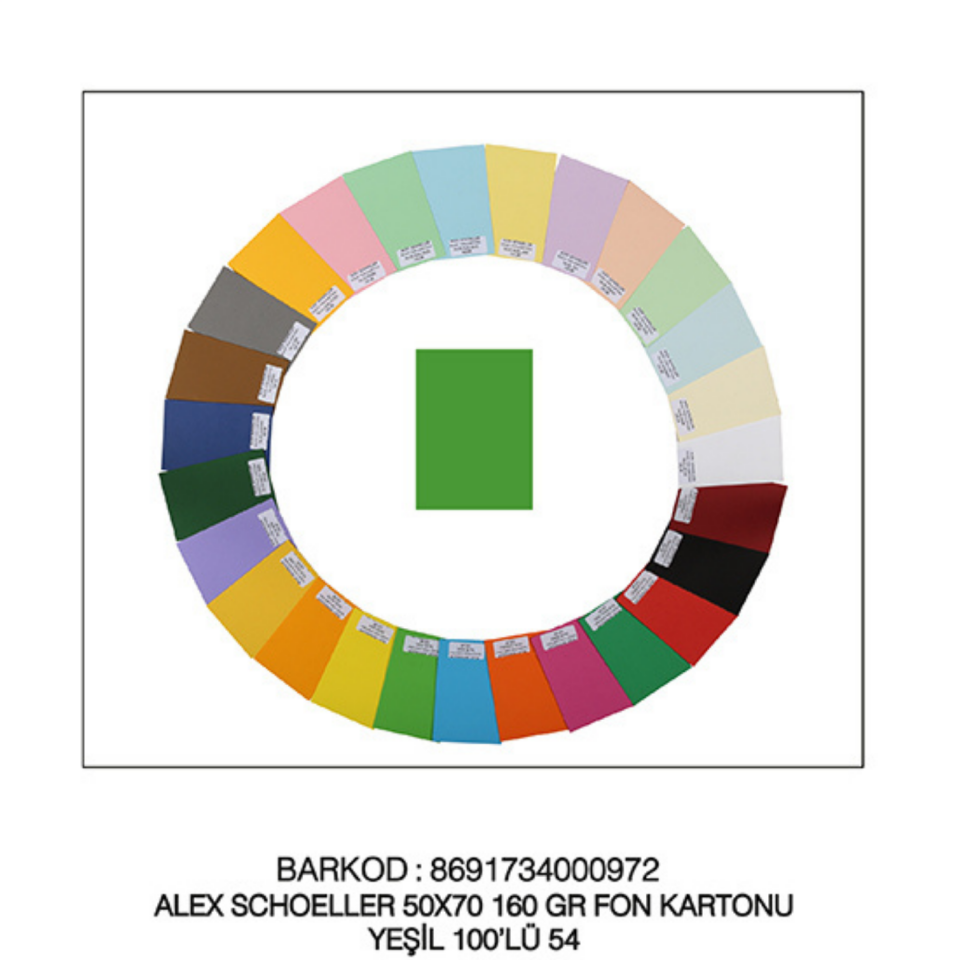 Alex Schoeller Fon Kartonu Yeşil No:54 50x70 cm 160 gr 10'lu