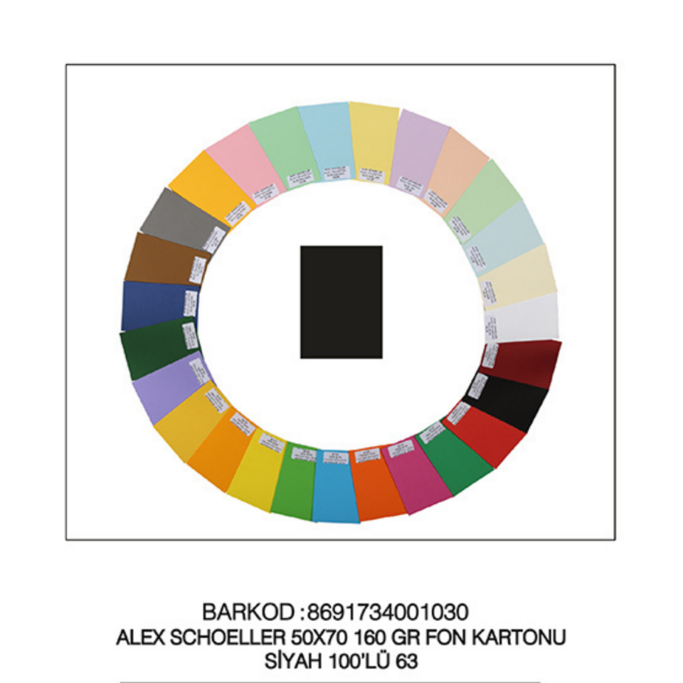 Alex Schoeller Fon Kartonu Siyah No:63 50x70 cm 160 gr 100'lü