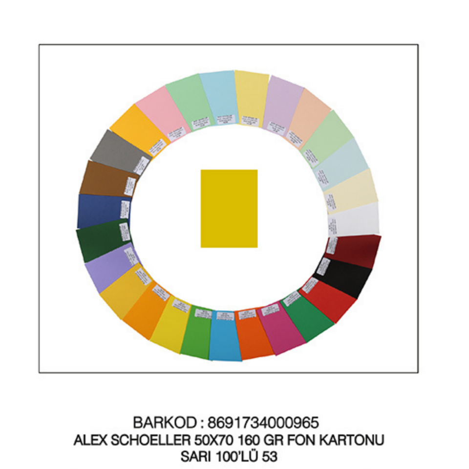 Alex Schoeller Fon Kartonu Sarı No:53 50x70 cm 160 gr 10'lu