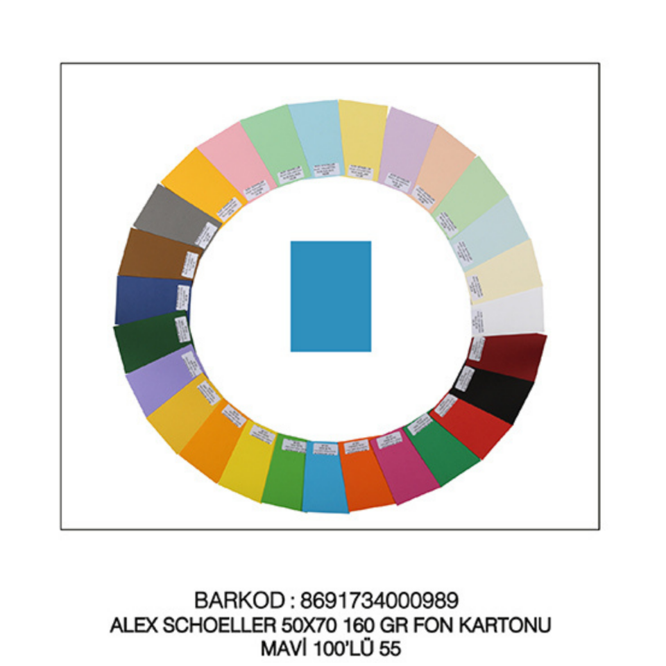 Alex Schoeller Fon Kartonu Mavi No:55 50x70 cm 160 gr 100'lü