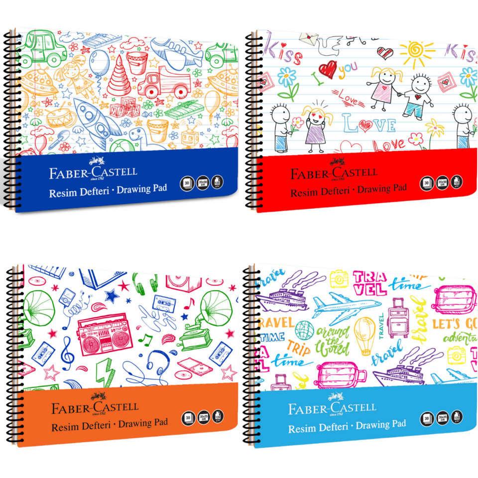 Faber-Castell 25x35 cm Spiralli PP Kapak Resim Defteri 30 Yaprak - 000481