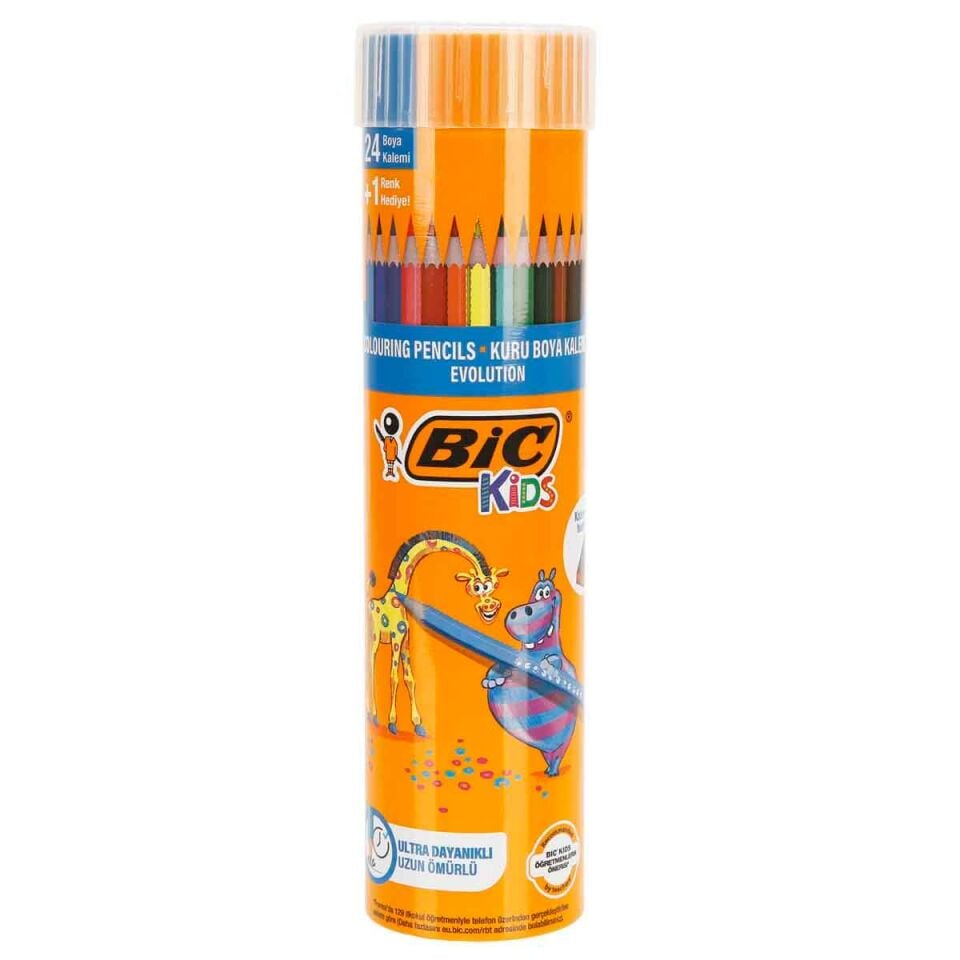 Bic Evolutıon Kuruboya Kalemi 24+1'li Metal Tüp