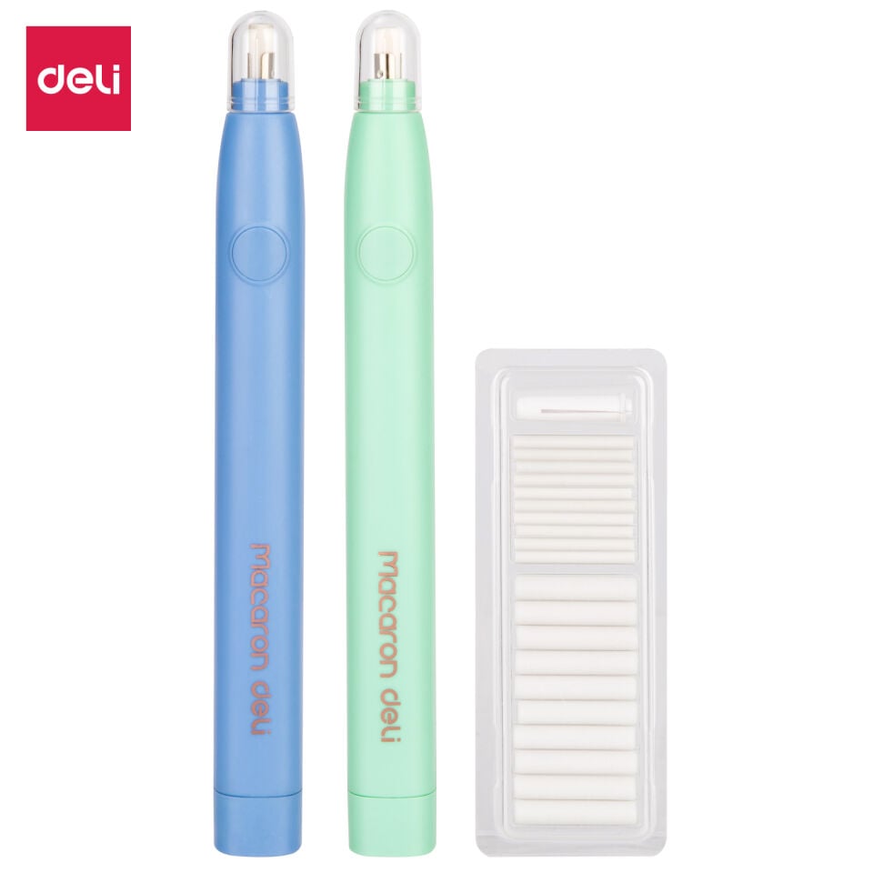 Deli Blisterli Elektrikli Silgi ve  Silgi Yedekleri EH02800 Yeşil