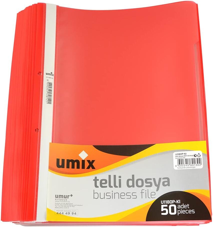 Umix 1180PKI Telli Dosya Plus A4 Kırmızı 