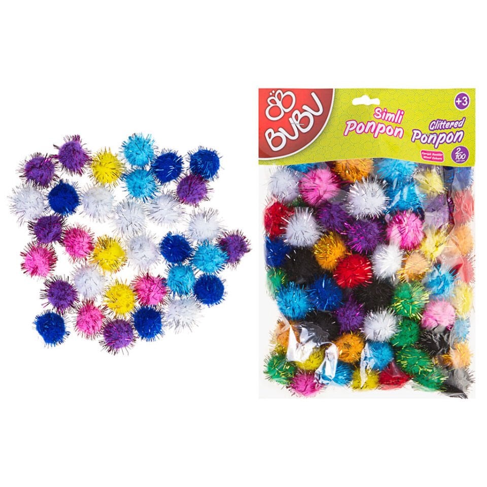 Bu­Bu 00112 Ponpon Simli 2 cm 100'lü  Karma