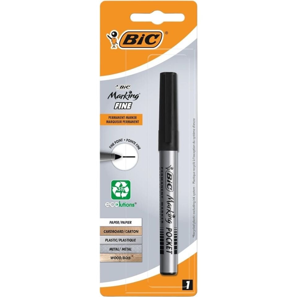 Bic 8755921 Marker Pocket 1'li Blister Siyah