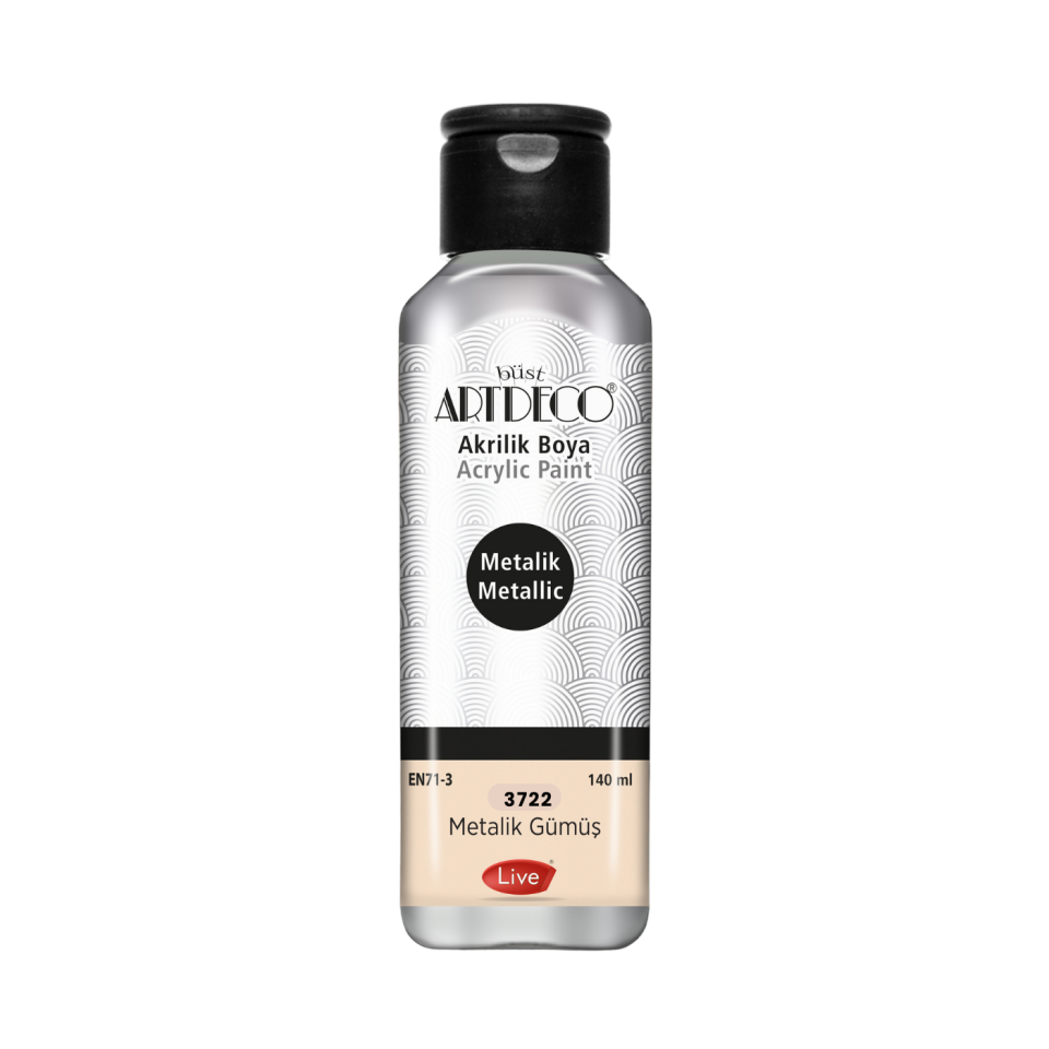 Ardeco 3722 Metalik Akrilik Boya Gümüş 140 ml
