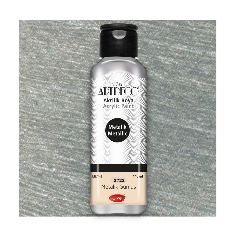 Ardeco 3722 Metalik Akrilik Boya Gümüş 140 ml