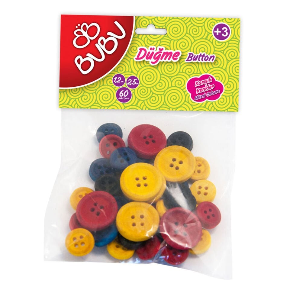 Bu­Bu HS0007 Renkli  Düğme 1.2-2.5 cm 40'lı Paket