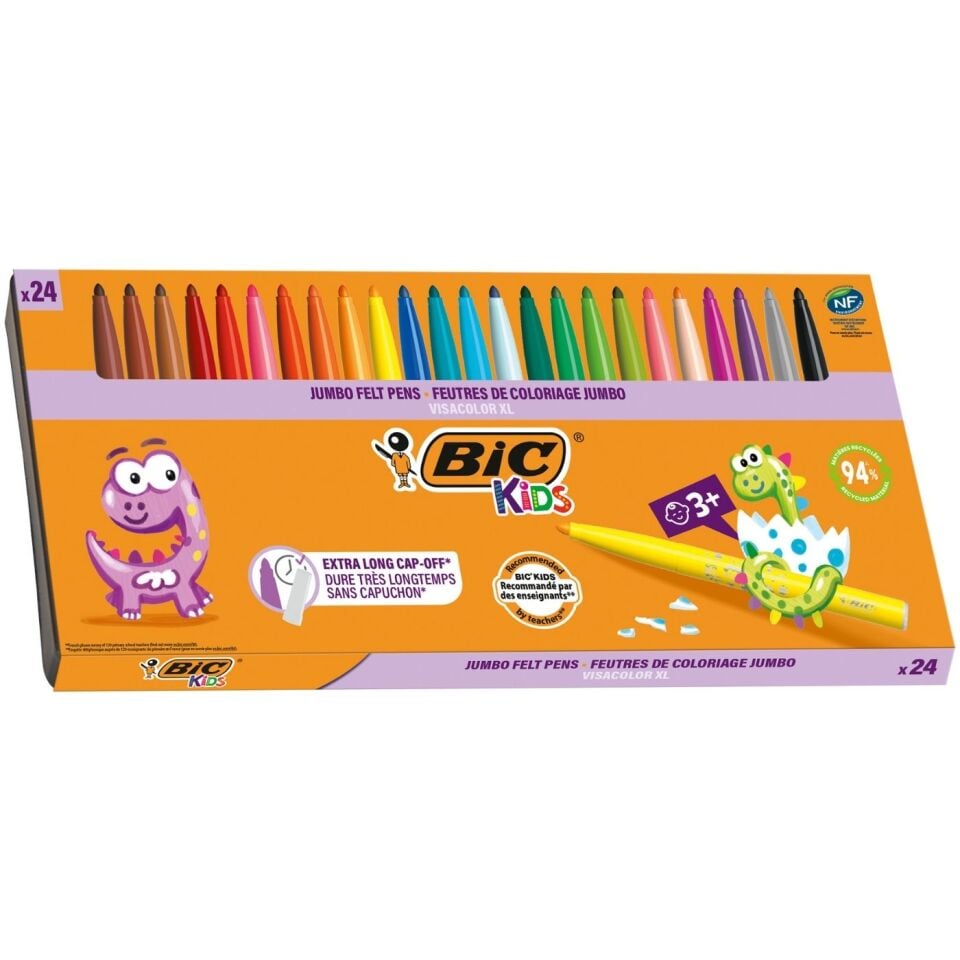 Bic 8290053 Eco Visa Yıkanabilir Jumbo Keçeli Boya Kalemi 24 Renk