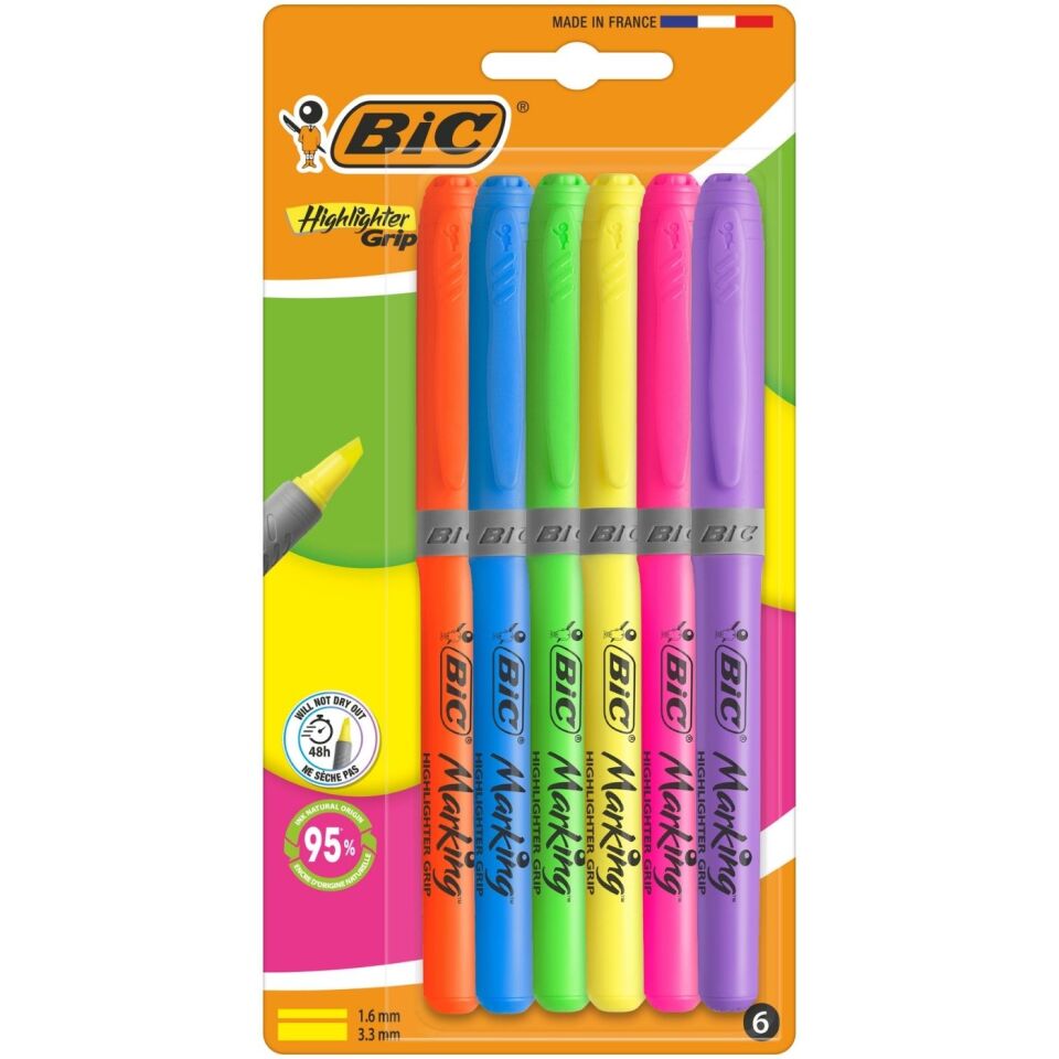 Bic 302796 Marking Highlighter Grip Pastel Renkler 6'lı