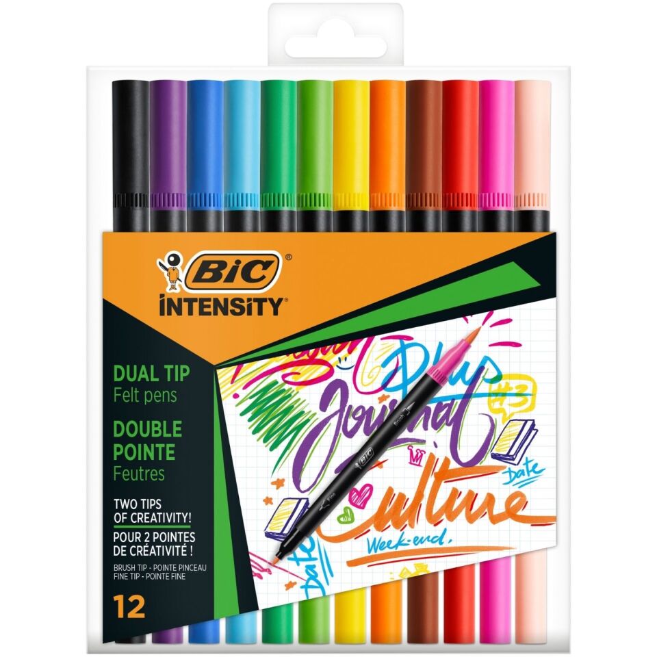 Bic 989695 Intensity Dual Tip Çift Taraflı Keçeli Boya Kalemi 12 Renk