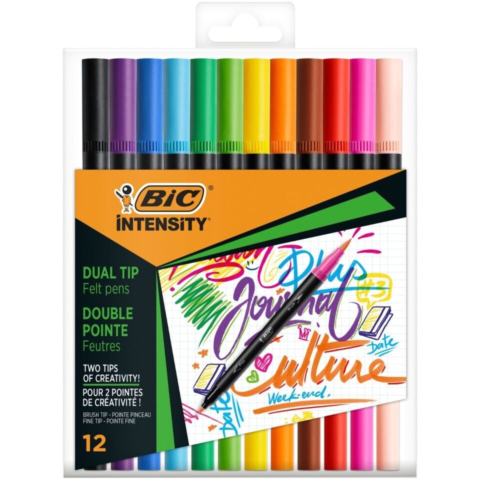 Bic 989695 Intensity Dual Tip Çift Taraflı Keçeli Boya Kalemi 12 Renk