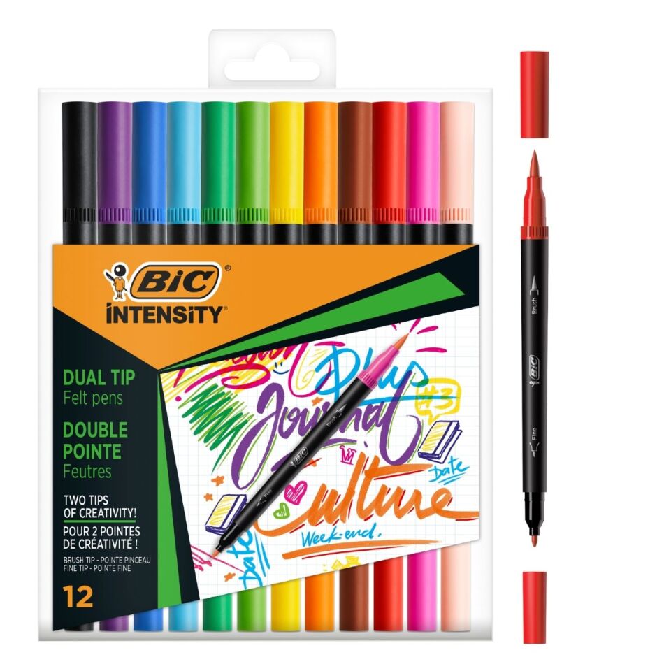 Bic 989695 Intensity Dual Tip Çift Taraflı Keçeli Boya Kalemi 12 Renk