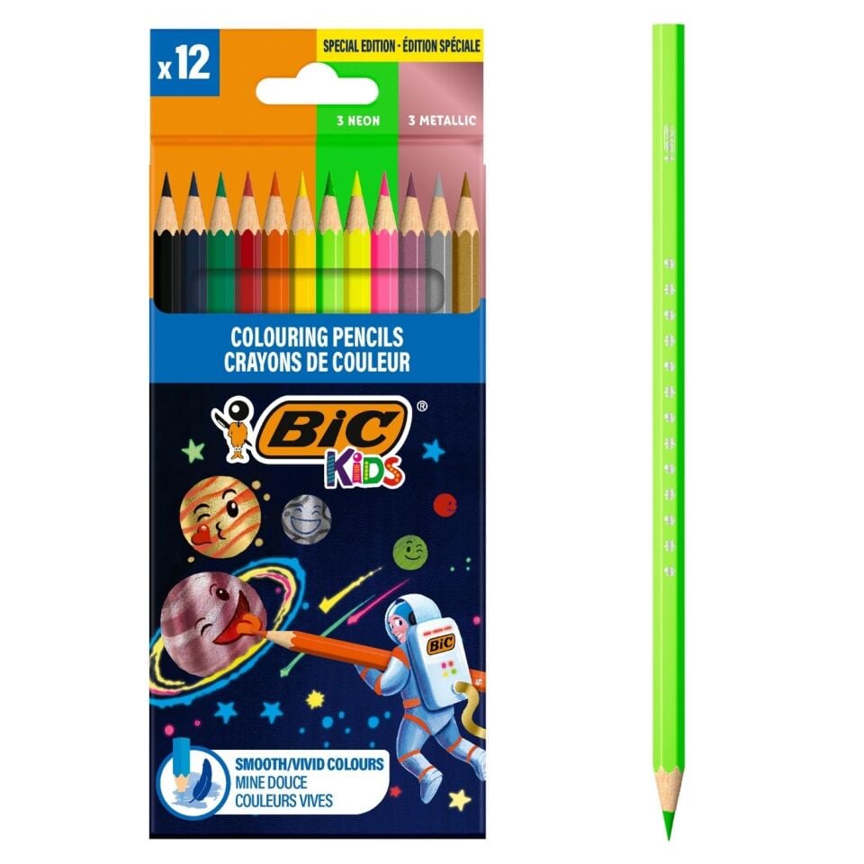 Bic Cosmo Kuruboya Kalemi 12 Renk (6 Standart +3 Metalik+3 Neon)