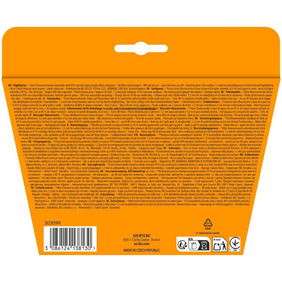 Bic 302808 Marking Flat Highlighter 6'lı
