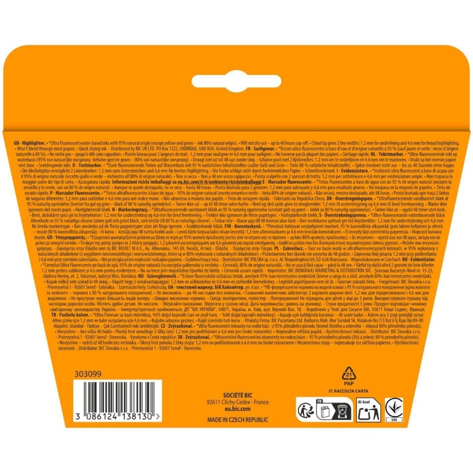 Bic 302808 Marking Flat Highlighter 6'lı
