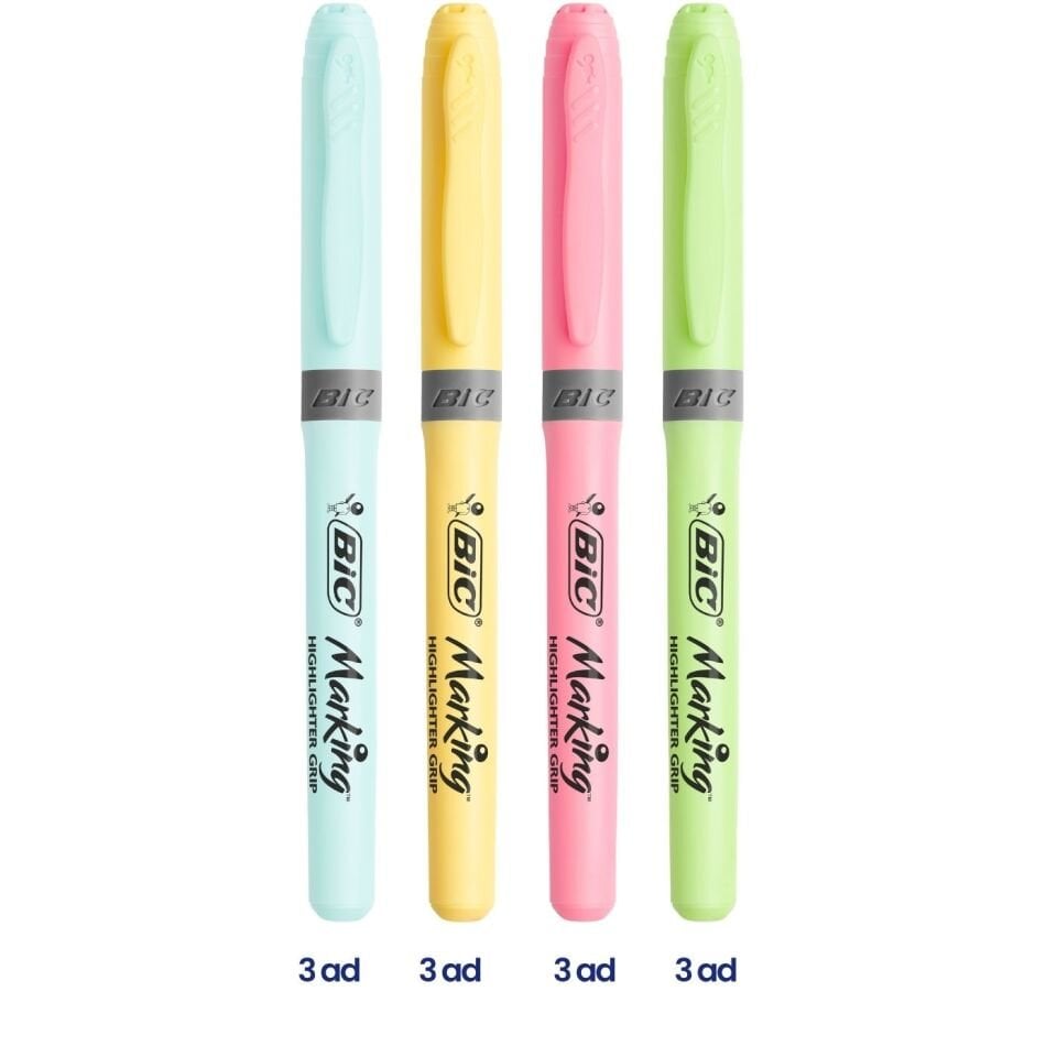 Bic 504819 Marking Highlighter Grip Pastel Renkler 12'li