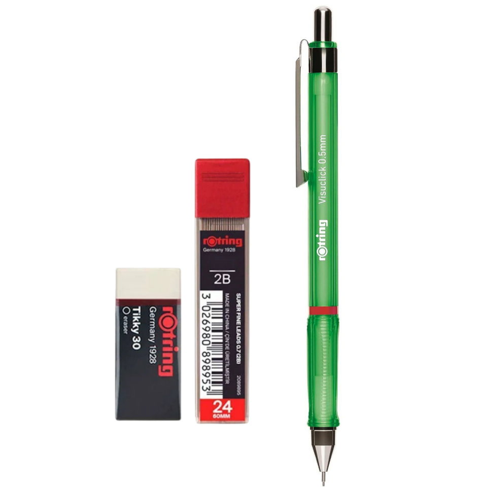Rotring Visuclick Yeşil Uçlu Kalem 0,5 mm 3'lü Okul Seti
