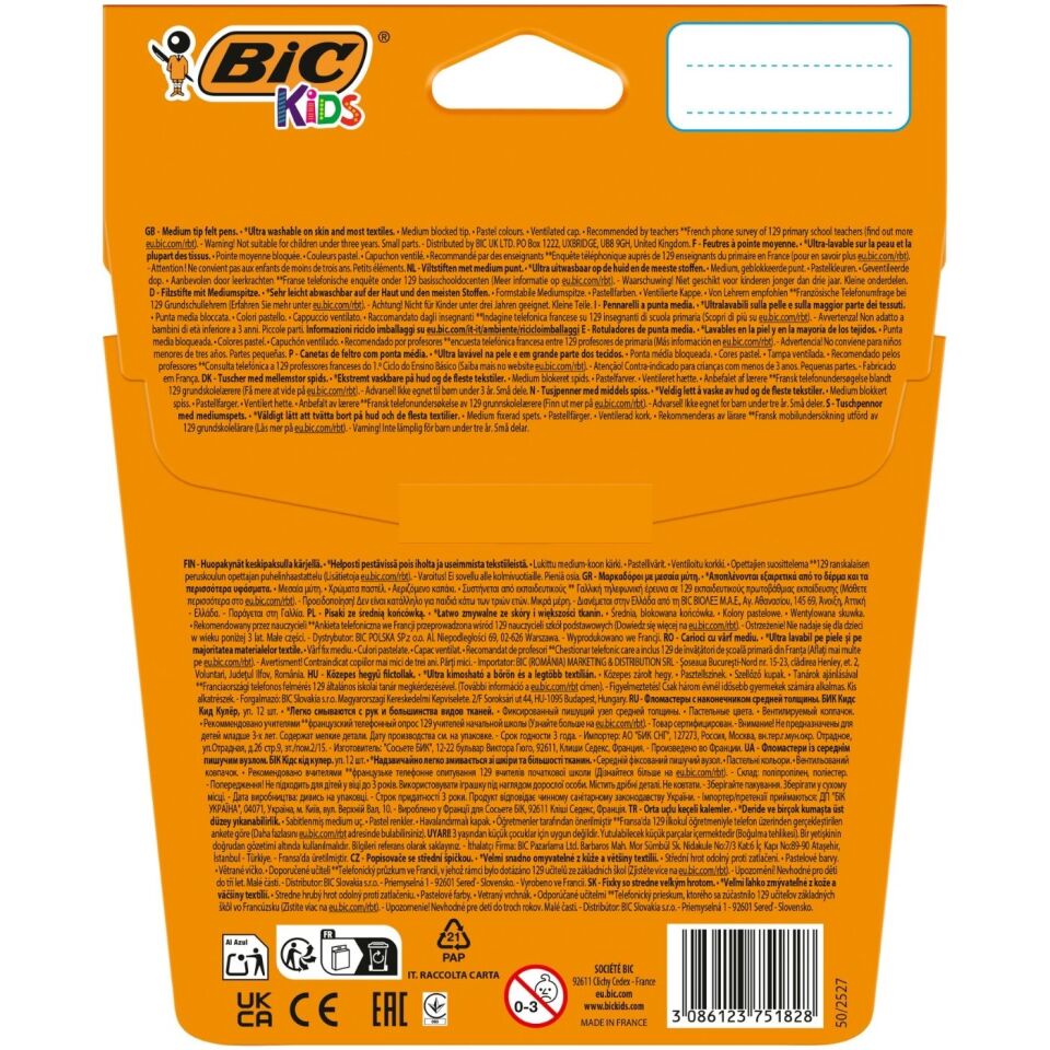 Bic 520084 Kid Couleur Keçeli Boya Kalemi Pastel 12 Renk