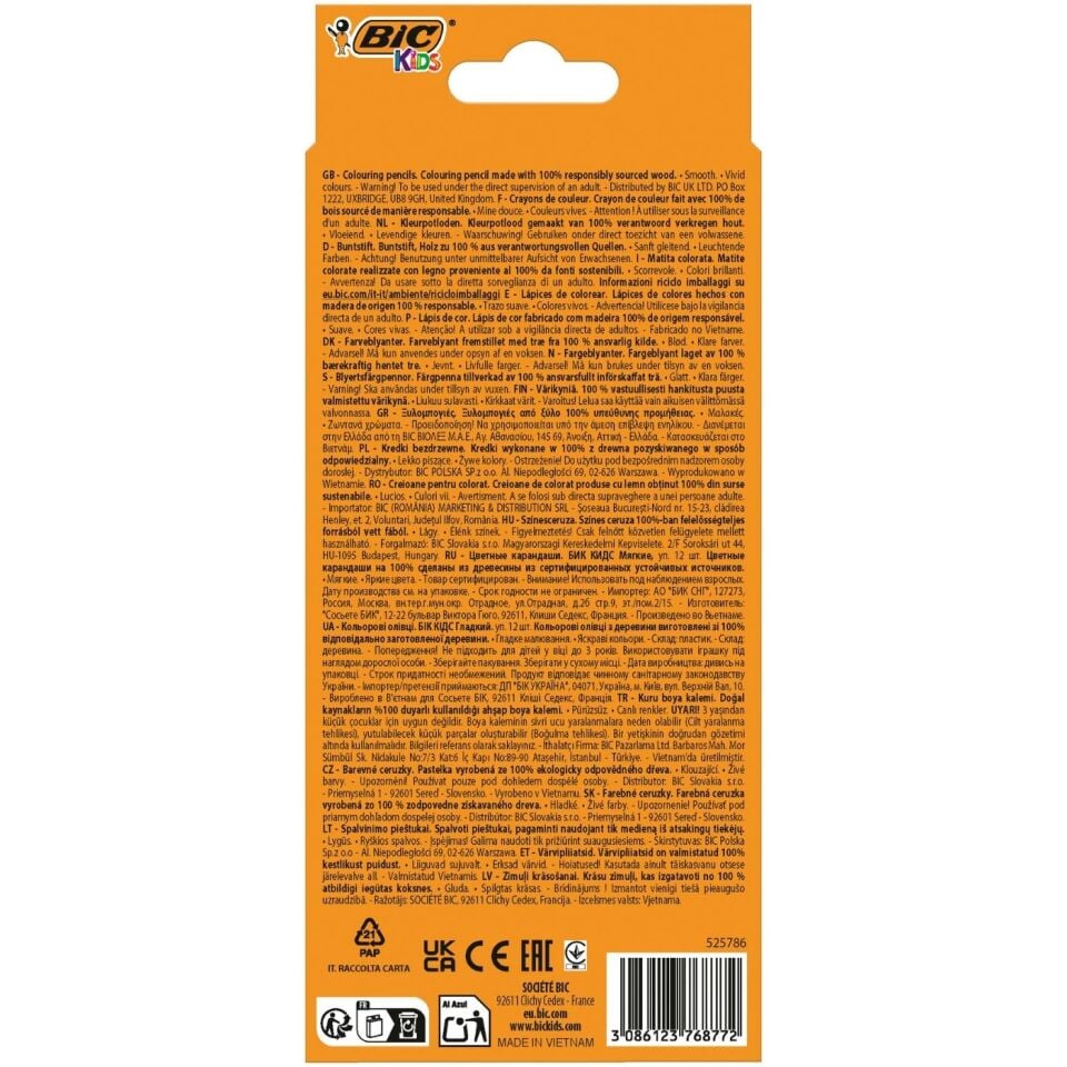Bic 525786 Smooth Kuruboya Kalemi 12 Renk