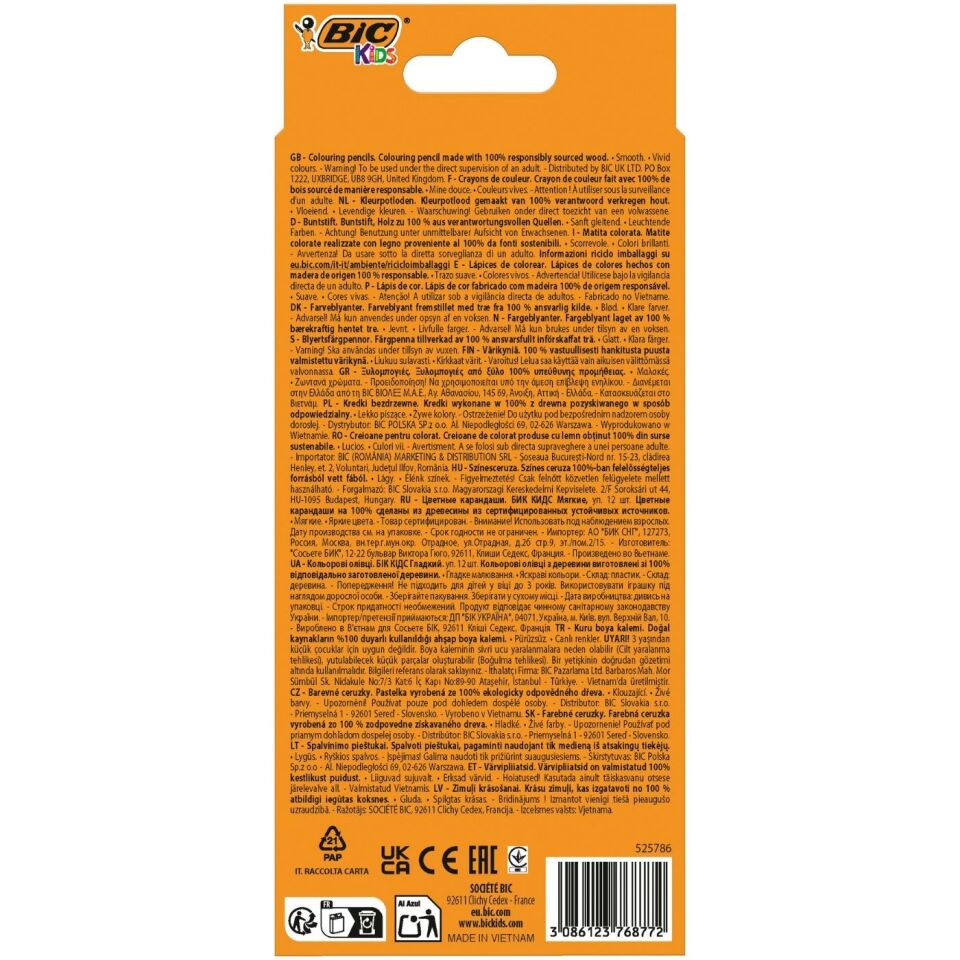 Bic Kids Bic 525786 Smooth Kuruboya Kalemi 12 Renk