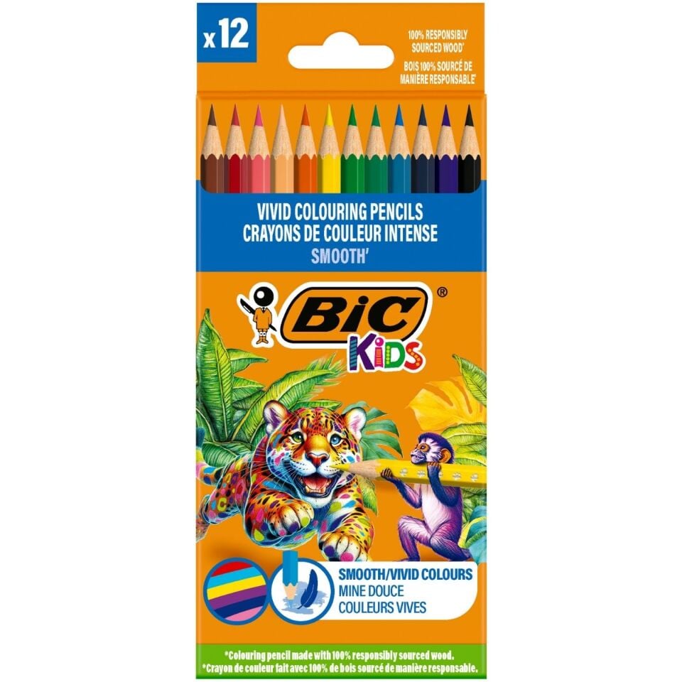 Bic 525786 Smooth Kuruboya Kalemi 12 Renk