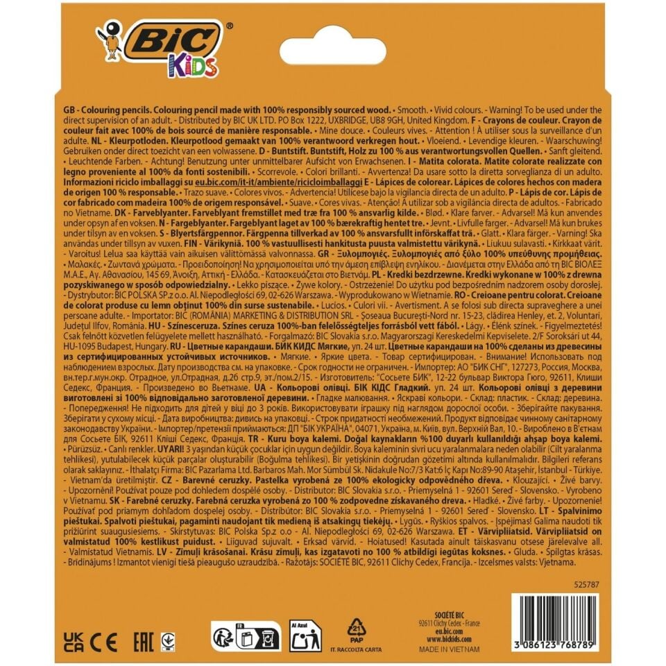 Bic 525787 Smooth Kuruboya Kalemi 24 Renk