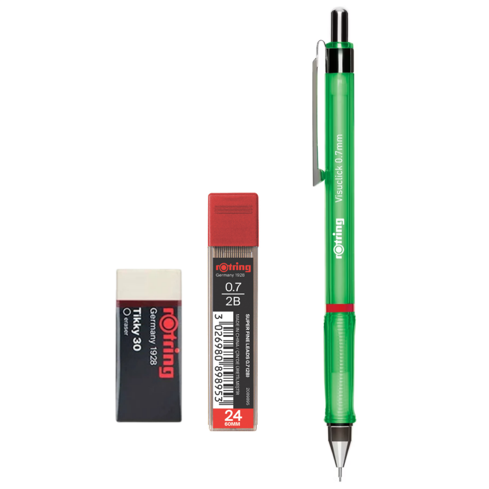 Rotring Visuclick Yeşil Uçlu Kalem 0,7 mm 3'lü Okul Seti