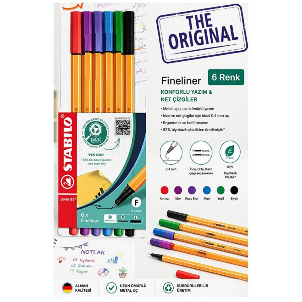 Stabilo Point 88 Keçeli Kalem 0.4 mm 6 Renk 88-6